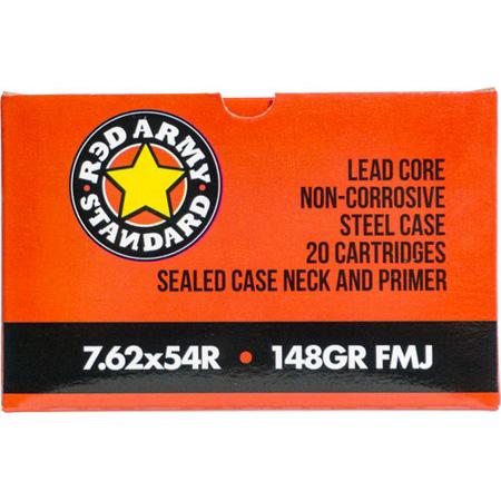 Red Army Standard Steel Case Non-corrosive Rifle Ammunition 7.62x54R 148gr FMJ 620/ct Case (20/ct Boxes) - Precision Shot Firearms