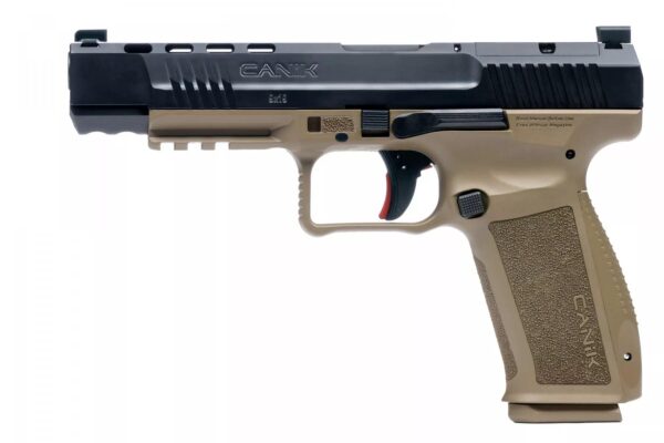 Century Arms Canik METE SFX Handgun 9mm Luger 20/rd Magazines (2) 5.2" Barrel FDE Grip and Black Slide - Precision Shot Firearms