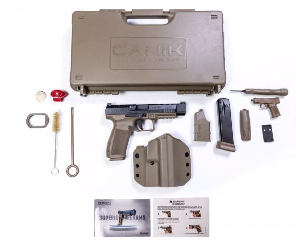 Century Arms Canik METE SFX Handgun 9mm Luger 20/rd Magazines (2) 5.2" Barrel FDE Grip and Black Slide - Precision Shot Firearms