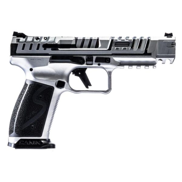 Canik SFx Rival-S Chrome Handgun 9mm Luger 18rd Magazines(2) 5" Barrel Silver - Precision Shot Firearms