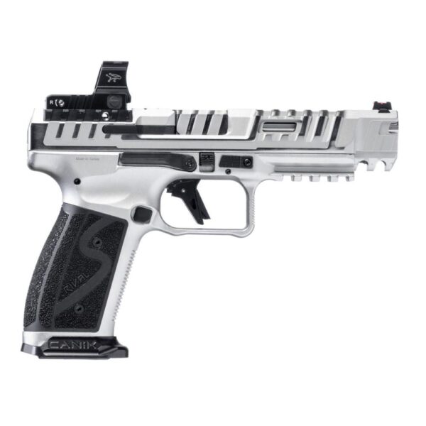 Canik SFx Rival-S Chrome Handgun 9mm Luger 18rd Magazines (2) 5" Barrel Chrome with MO2 Optic - Precision Shot Firearms