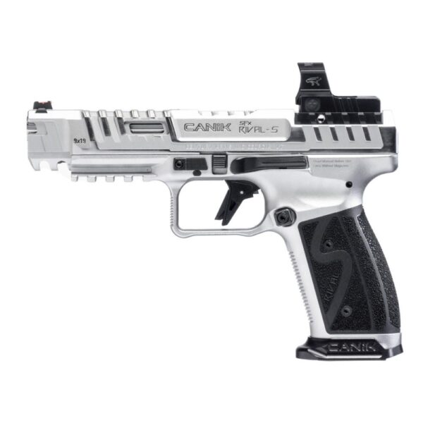 Canik SFx Rival-S Chrome Handgun 9mm Luger 18rd Magazines (2) 5" Barrel Chrome with MO2 Optic - Precision Shot Firearms