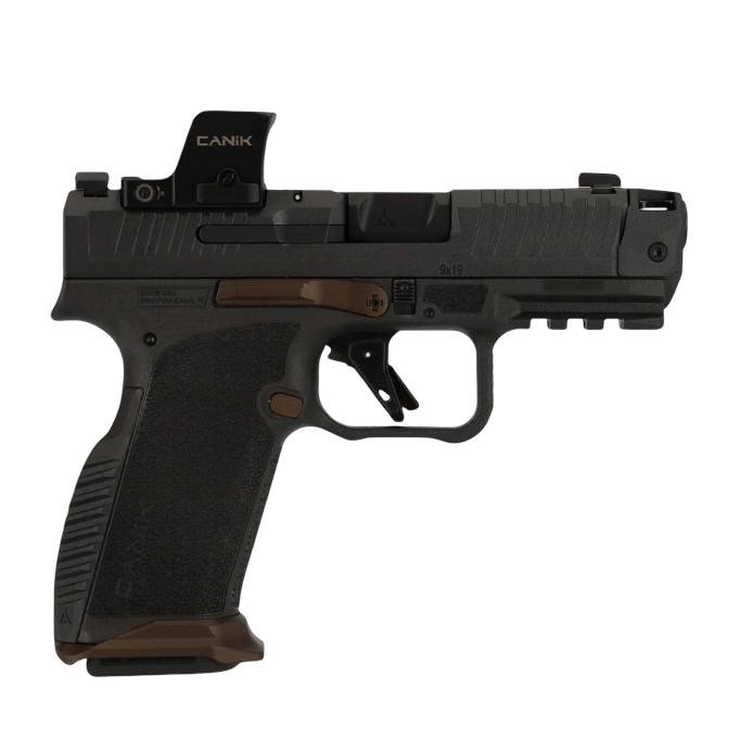 Canik Prime Radian Handgun 9mm Luger 17rd Magazines(2) 3.83" Comp Barrel Optic Ready Grey W/Onyx Red Dot - Precision Shot Firearms