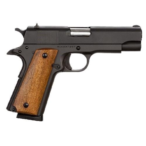 Rock Island Armory M1911 GI Standard MS Handgun .45 ACP 8rd Magazine 4.2" Barrel Black with Wood Grips MA Compliant - Precision Shot Firearms
