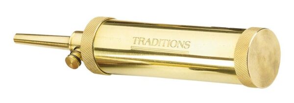 Traditions Muzzleloader Deluxe Tubular Brass Flask with Valve - 2 oz - Precision Shot Firearms