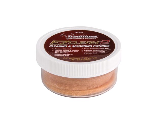 Traditions EZ Clean 2 Cleaning & Seasoning Patches .45-.58 cal 50/Jar 2.5" Dia - Precision Shot Firearms