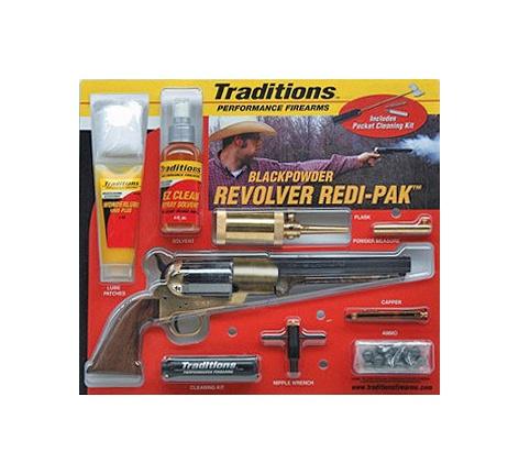 Traditions 1858 Army Redi-Pak Black Powder Revolver / Walnut / Brass .44 Cal 8" Blued Barrel - Precision Shot Firearms