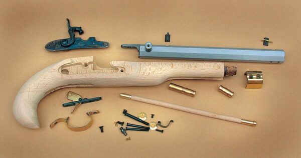 Traditions Black Powder Kentucky Pistol Build-It-Yourself Kit Select Raw Hardwood .50 Cal 10" White Barrel - Precision Shot Firearms