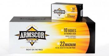 Armscor Rimfire Ammunition .22 WMR 40 gr JHP 1838 fps 50/ct - Precision Shot Firearms
