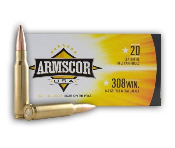 Armscor Rifle Ammunition .308 Win 147gr FMJ 2700 fps 20/ct - Precision Shot Firearms