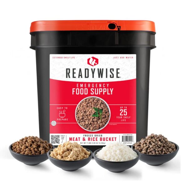 Readywise Freeze Dried Meat & Rice Survival Bucket 48 Servings Meat 40 Servings Rice - Precision Shot Firearms