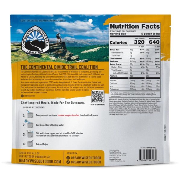 ReadyWise Outdoor ProMeal Homestyle Biscuits & Gravy w/Sausage Single Pouch - Precision Shot Firearms