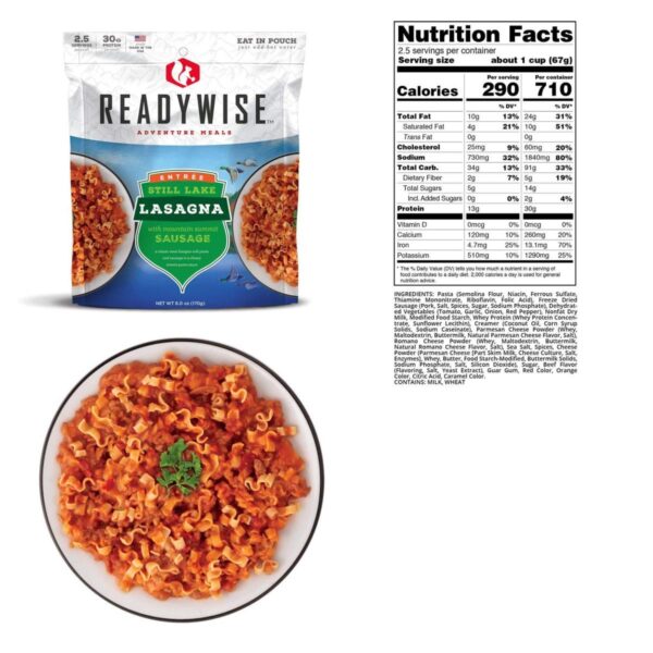 Readywise Still Lake Lasagna with Sausage - 5.93 oz - Precision Shot Firearms