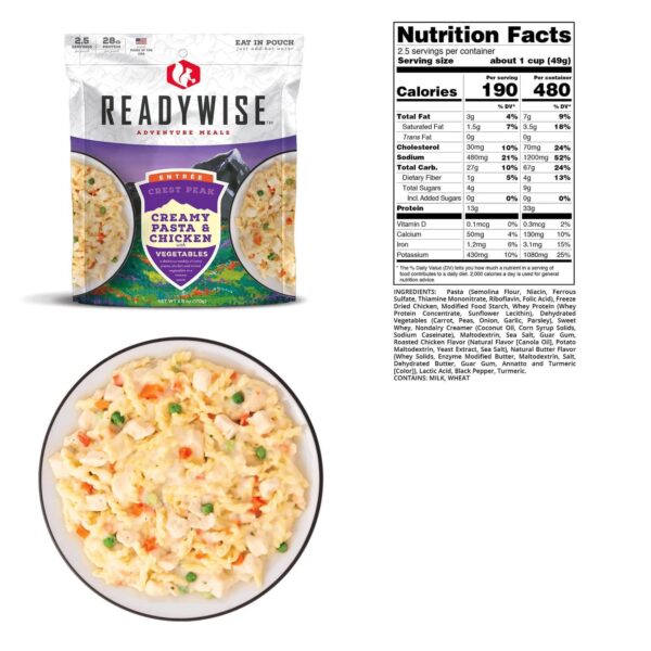 Readywise Crest Peak Creamy Pasta & Chicken - 4.3 oz - Precision Shot Firearms
