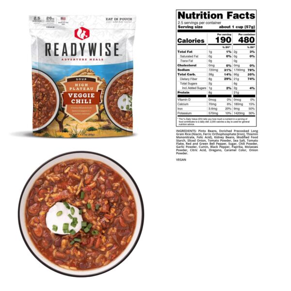 Readywise High Plateau Veggie Chili Soup - 3oz - Precision Shot Firearms