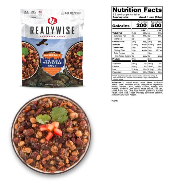 Readywise Basecamp Four Bean & Vegetable Soup- 5.2oz - Precision Shot Firearms