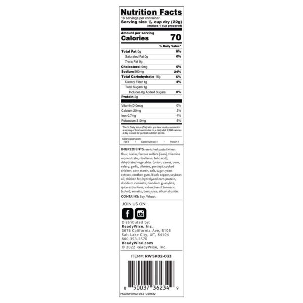 Readywise Simple Kitchen Chicken Noodle Soup Single Pouch 16 Servings - Precision Shot Firearms