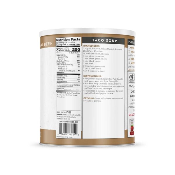 Readywise Freeze-Dried Seasoned Beef Patty Crumbles #10 Can 22 Serving - Precision Shot Firearms