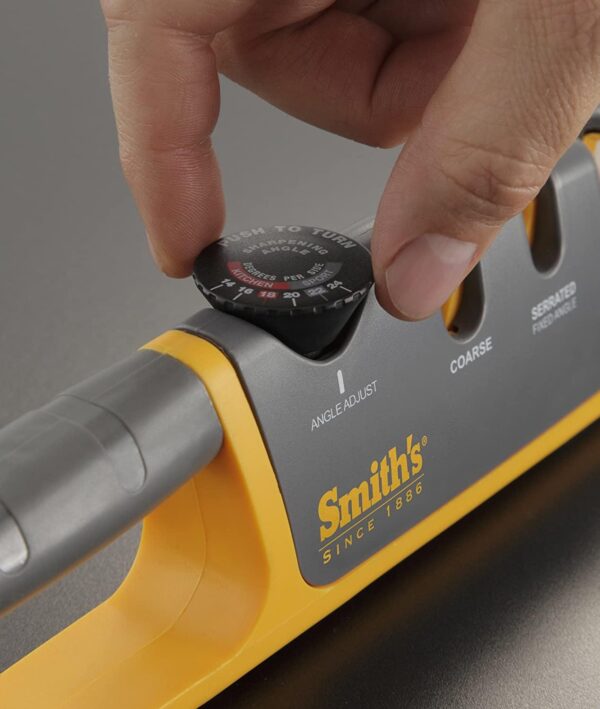 Smith's Adjustable Angle Pull-Thru Knife Sharpener for Straight Edge Knives - Coarse or Fine - Precision Shot Firearms