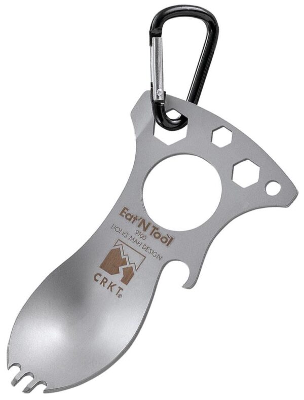 CRKT Eat N Tool - Bead Blast - Spoon Fork Bottle Opener Screwdriver/Pry Tip Metric Wrenches Carabiner - Precision Shot Firearms