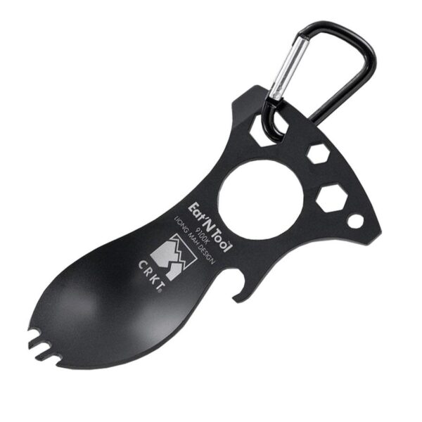 CRKT Eat N Tool - Black - Spoon Fork Bottle Opener Screwdriver/Pry Tip Metric Wrenches Carabiner - Precision Shot Firearms