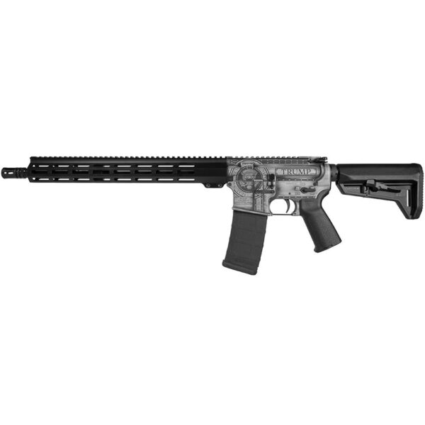 Shark Coast Trump 2.0 AR-15 Rifle 5.56 30rd Magazine 16" Barrel Distressed Silver Black - Precision Shot Firearms