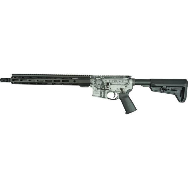 Shark Coast Trump 2.0 AR-15 Rifle w/SCC Lower 5.56 30rd Magazine 16" Barrel Distressed Silver Black - Precision Shot Firearms