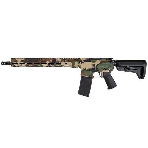 Shark Coast Tactical "M81 Woodland" Rifle 5.56mm 30rd Magazine 16" Barrel 15" MLOK Handguard - Precision Shot Firearms