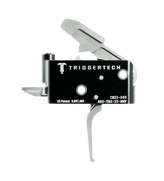 TriggerTech AR15 Adaptable Flat Trigger 2 Stage Adjustable Stainless Steel/Black - Precision Shot Firearms