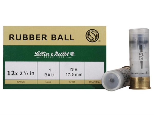 Sellier & Bellot Shotgun Ammunition 12 ga 2 3/4" 1 ball Rubber - 25/box - Precision Shot Firearms