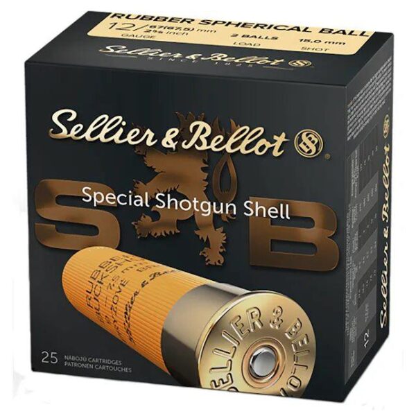 Sellier & Bellot Rubber Buckshot 12 ga 2-3/4" 2 ball Rubber 25/ct - Precision Shot Firearms