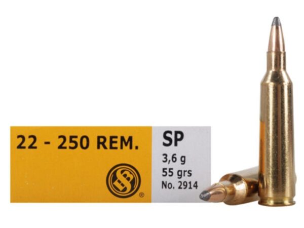 Sellier & Bellot Rifle Ammunition .22-250 Rem 55 gr SP - 20/box - Precision Shot Firearms