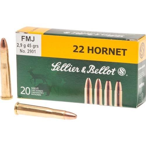 Sellier & Bellot Rifle Ammunition .22 Hornet 45 gr FMJ 2345 fps 20/ct - Precision Shot Firearms