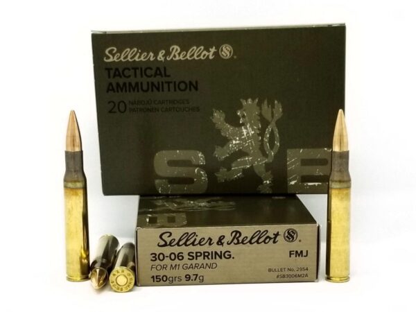 Sellier & Bellot M1 Garand Rifle Ammunition .30-06 Sprg. 150gr FMJ 2700 fps 20/ct - Precision Shot Firearms