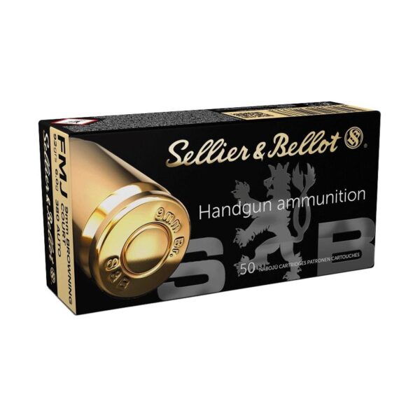 Sellier & Bellot Pistol & Revolver Ammo 9mm Browning Court .380 ACP 92 gr FMJ 50/ct - Precision Shot Firearms
