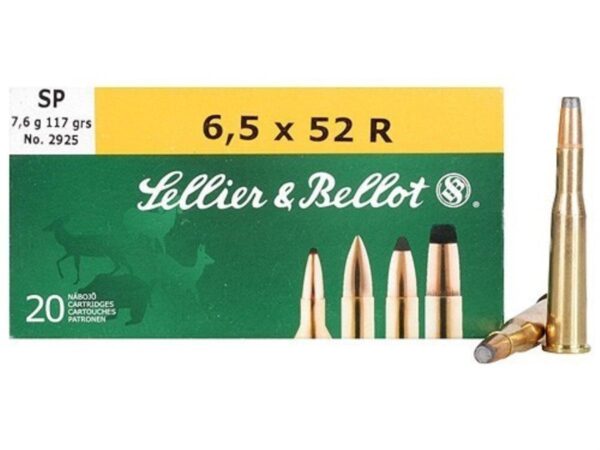 Sellier & Bellot Rifle Ammunition 6.5x52R 117 gr SP 775 fps - 20/box - Precision Shot Firearms