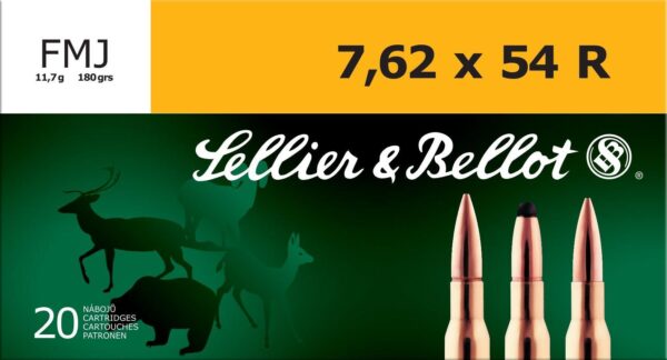 Sellier & Bellot Rifle Ammunition 7.62x54R 180 gr 2580 fps FMJ - 20/box - Precision Shot Firearms