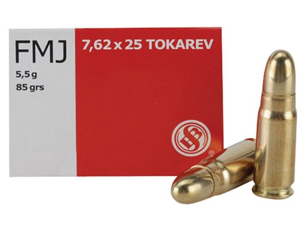 Sellier & Bellot Pistol & Revolver Ammo 7.62x25mm Tokarev 85 gr FMJ 50/box - Precision Shot Firearms