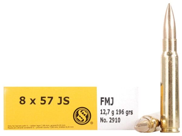 Sellier & Bellot Rifle Ammunition 8x57JS 196 gr FMJ 2540 fps - 20/box - Precision Shot Firearms