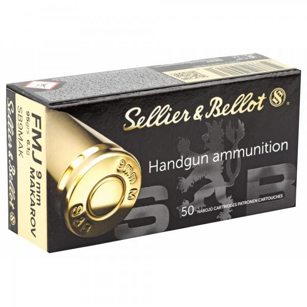 Sellier & Bellot Pistol & Revolver Ammo 9mm Makarov 95 gr FMJ 50/box - Precision Shot Firearms