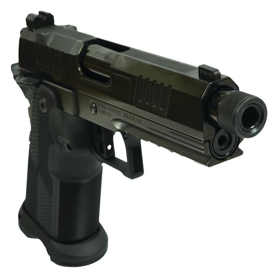 Alpha Foxtrot AF1911 Romulus Handgun 9mm Luger 17rd & 20rd Magazine 4.25" Threaded Barrel Black RMSc Cut Polished DLC - Precision Shot Firearms