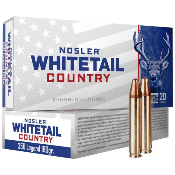 Nosler Whitetail Country Rifle Ammunition 350 Legend 180gr LFN 2100 fps 20/ct - Precision Shot Firearms