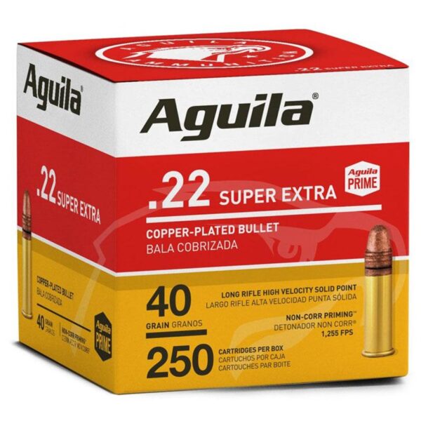 Aguila Super Extra High Velocity Rifle Ammunition .22 LR 40 gr. CPSP 1255 fps 250/ct - Precision Shot Firearms