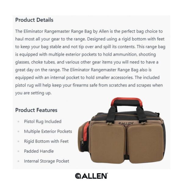 Allen Eliminator Rangemaster Range Bag Tan - Precision Shot Firearms