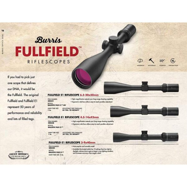 Burris Fullfield E1 Rifle Scope 3-9x40mm 1" SFP Ballistic Plex E1 Non Illum. Matte Black - Precision Shot Firearms