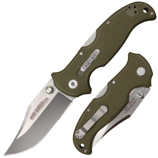Cold Steel Bush Ranger Lite Rocker Lock Knife - 3-1/2" Satin Blade OD Green GFN - Precision Shot Firearms