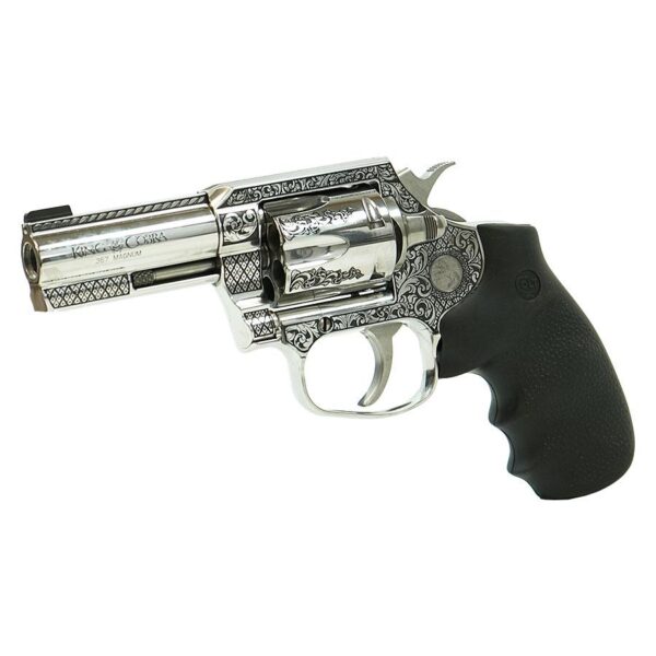 Colt King Cobra Custom Engraved Filigree Handgun .357 Mag 6rd Capacity 3" Barrel Silver with Black Grip - Precision Shot Firearms
