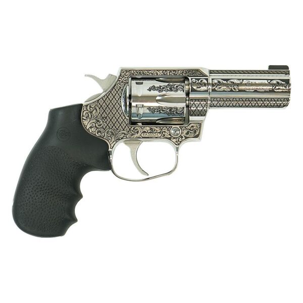 Colt King Cobra Custom Engraved Filigree Handgun .357 Mag 6rd Capacity 3" Barrel Silver with Black Grip - Precision Shot Firearms