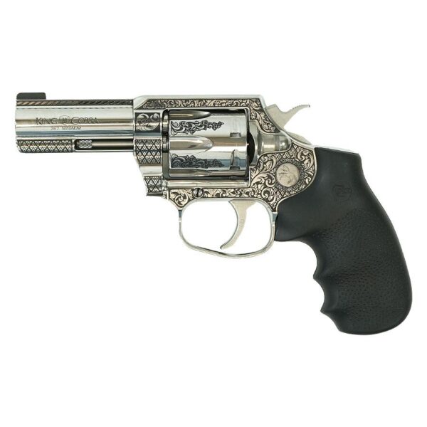 Colt King Cobra Custom Engraved Filigree Handgun .357 Mag 6rd Capacity 3" Barrel Silver with Black Grip - Precision Shot Firearms
