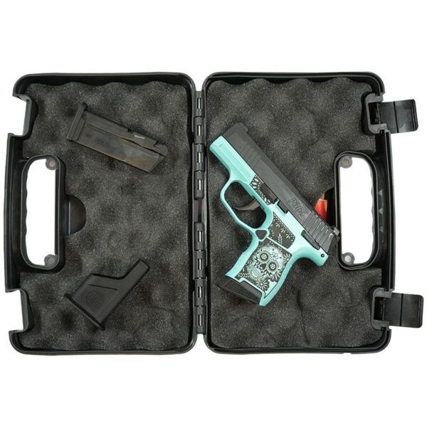 Sig Sauer P365-380-BSS-MS Exclusive "Sugar Skull" Robin's Egg Blue Glitter Handgun .380 10rd Magazines (2) 3.1" Barrel - Precision Shot Firearms